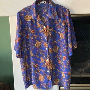 Joan Walters Polyester Blouse Vintage Loose Fit Large